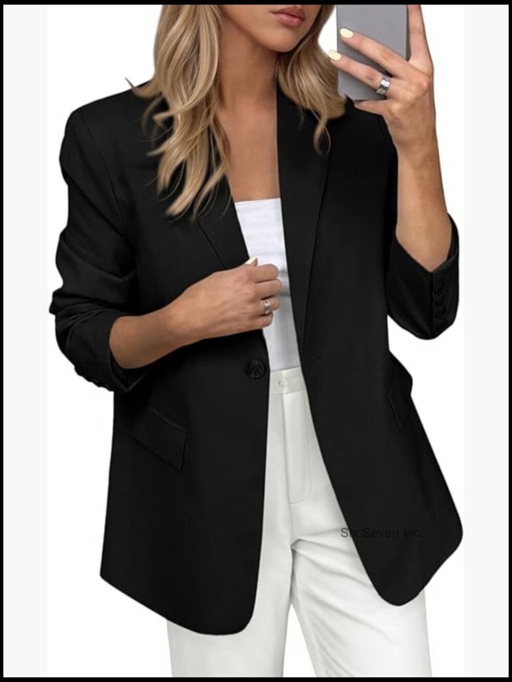 Women's Open Front Long Sleeve Suit Jacket Business Casual Blazer